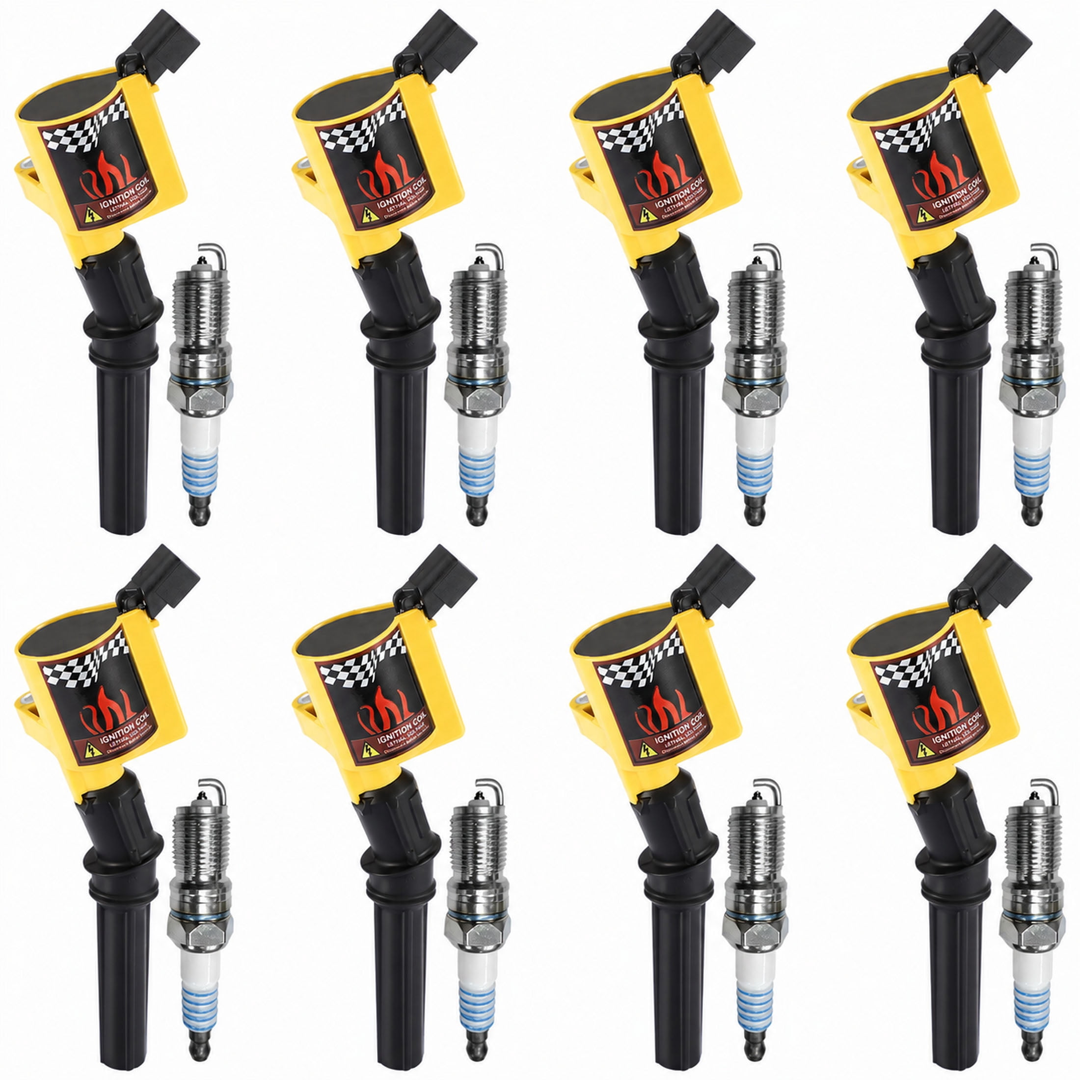 Set of 8 DG508 Ignition Coil and Spark Plugs Compatible with Ford Mercury Lincoln 4.6L 5.4L V8