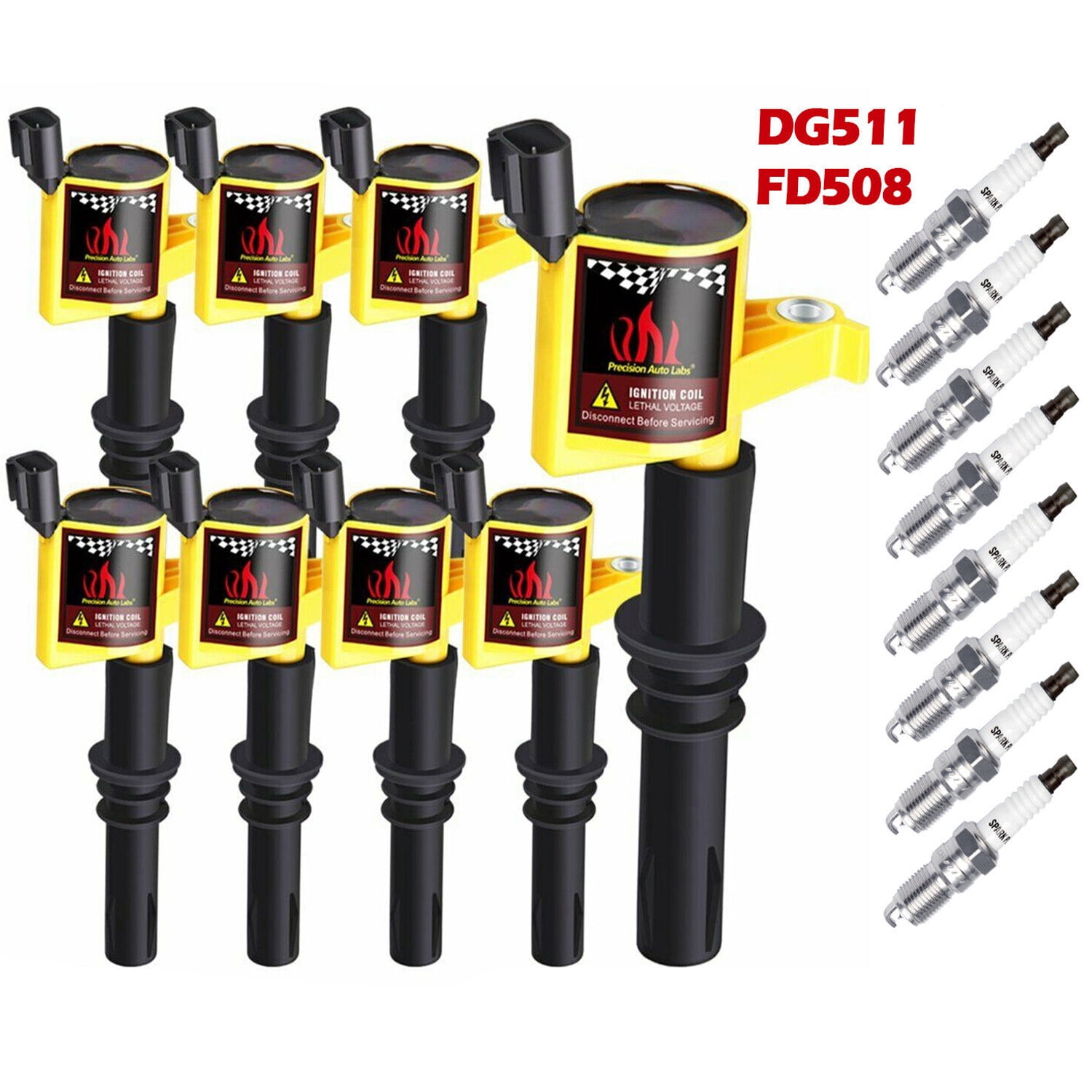 Set Of 8 DG511 Ignition Coils And Spark Plugs For Ford Lincoln Mercury ...