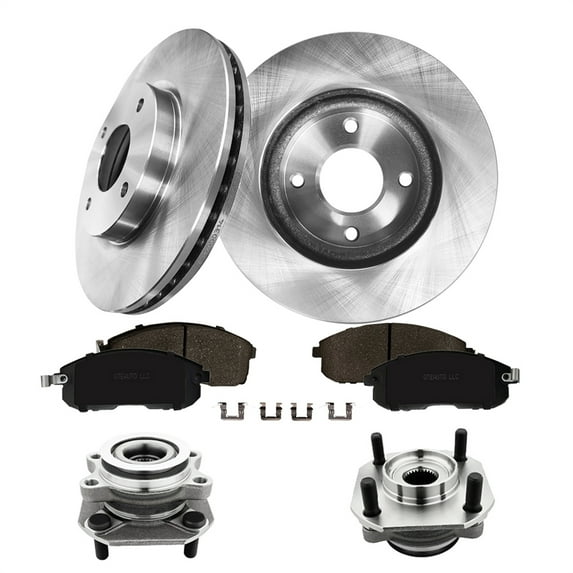 Set of 8 Front 280mm Brake Disc Rotors-Ceramic Brake Pad Kit-Wheel Hub Bearing Assembly For 2007-2012 Nissan Sentra Non-ABS