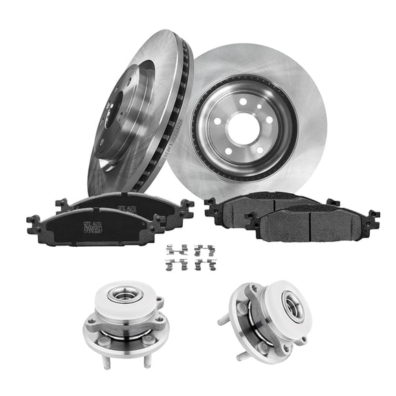 Set of 8 Front 325mm Brake Disc Rotors-Wheel Hub Bearing Assembly-Ceramic Brake Pad Kit For 2010-2019 Lincoln MKT