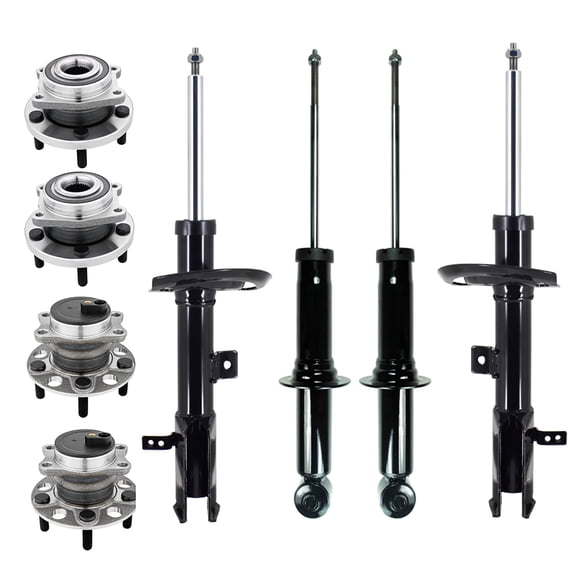 Set of 8 Front-Rear Suspension Strut Assembly-Wheel Hub Bearing Assembly For 2009 Dodge Caliber