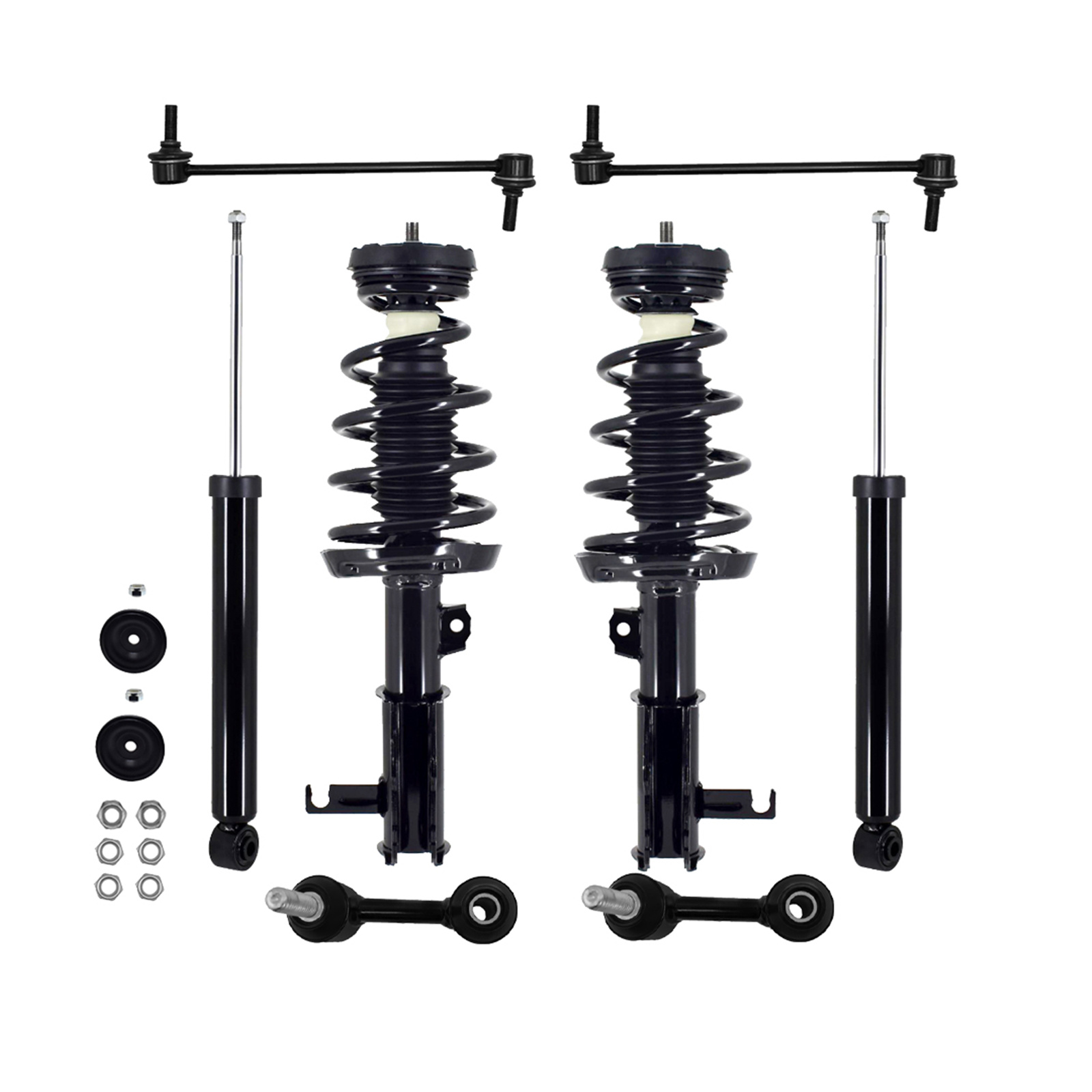 Set of 8 Front Sway Bar LinkQuick Complete StrutCoil Spring Assembly