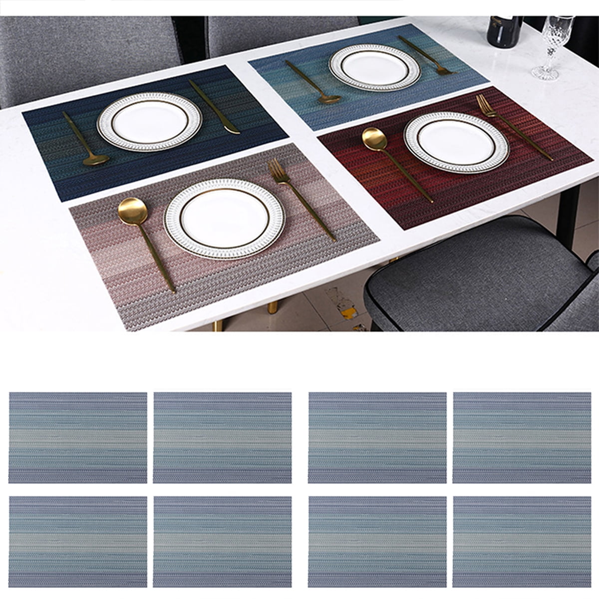 Set of 8 Heat Resistant Dining Table Place Mats Plate Mat Cloth