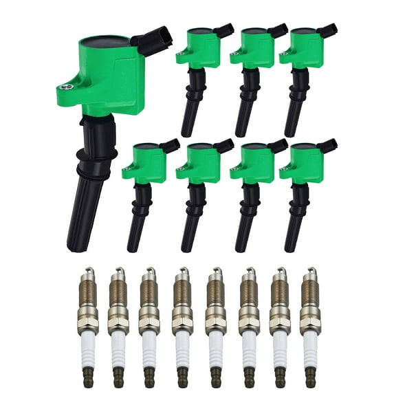 Set of 8 ISA Brand Green Color Ignition Coils and Spark Plugs Compatible with 2006 Ford Explorer 4.6L V8 -cc 281ci Replacement for FD503