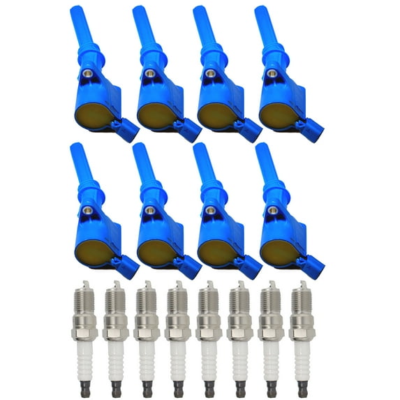 Set of 8 ISA Brand High Performance Ignition Coils and 8 ISA Brand Spark Plugs Compatible with 1997-2011 Ford E-150 4.6L V8 Replacement for DG508