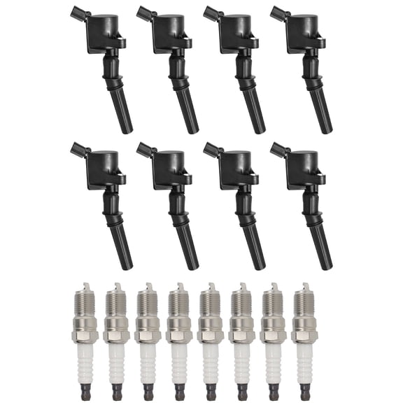 Set of 8 ISA Brand Ignition Coils and 8 ISA Brand Spark Plugs Compatible with 2000-2005 Ford Excursion 6.8L V10 Replacement for DG508