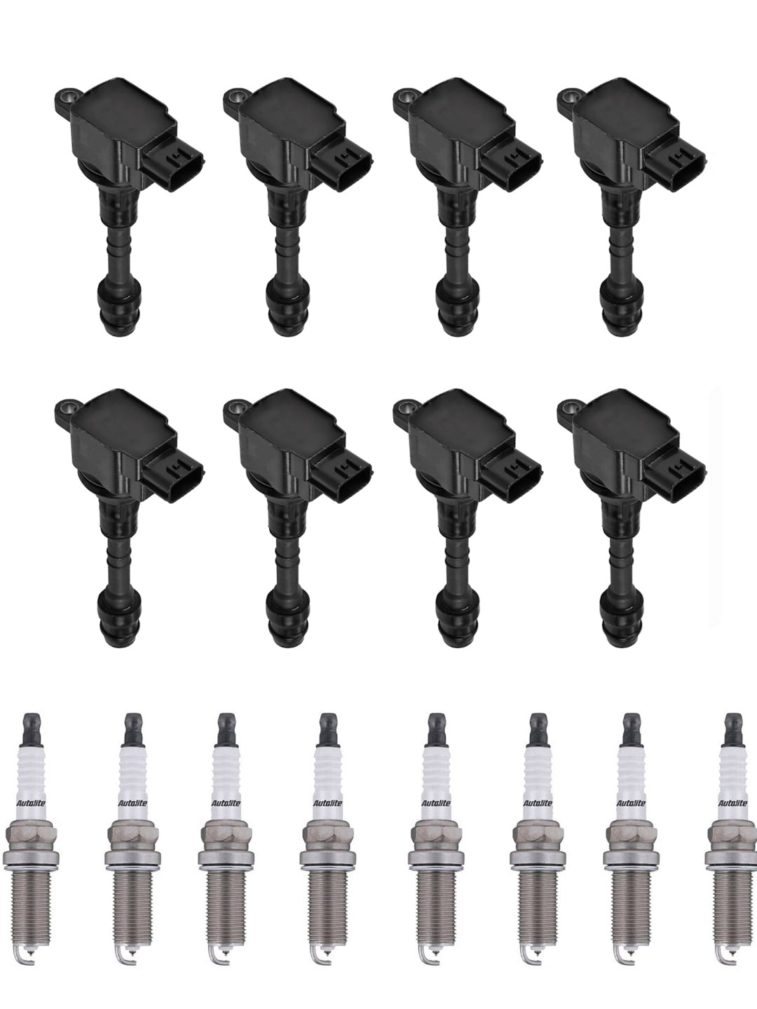 Set of 8 ISA Ignition Coil and 8 Autolite Spark Plugs Compatible with