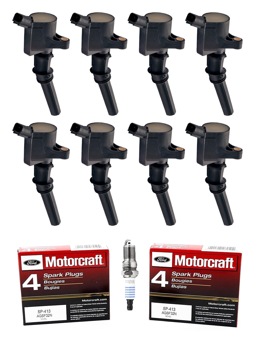 ISA Ignition Coils and 8 Spark Plugs  for 2009-2010 Ford F-150 4.6L Replacement for DG508 SP413 Set of 8