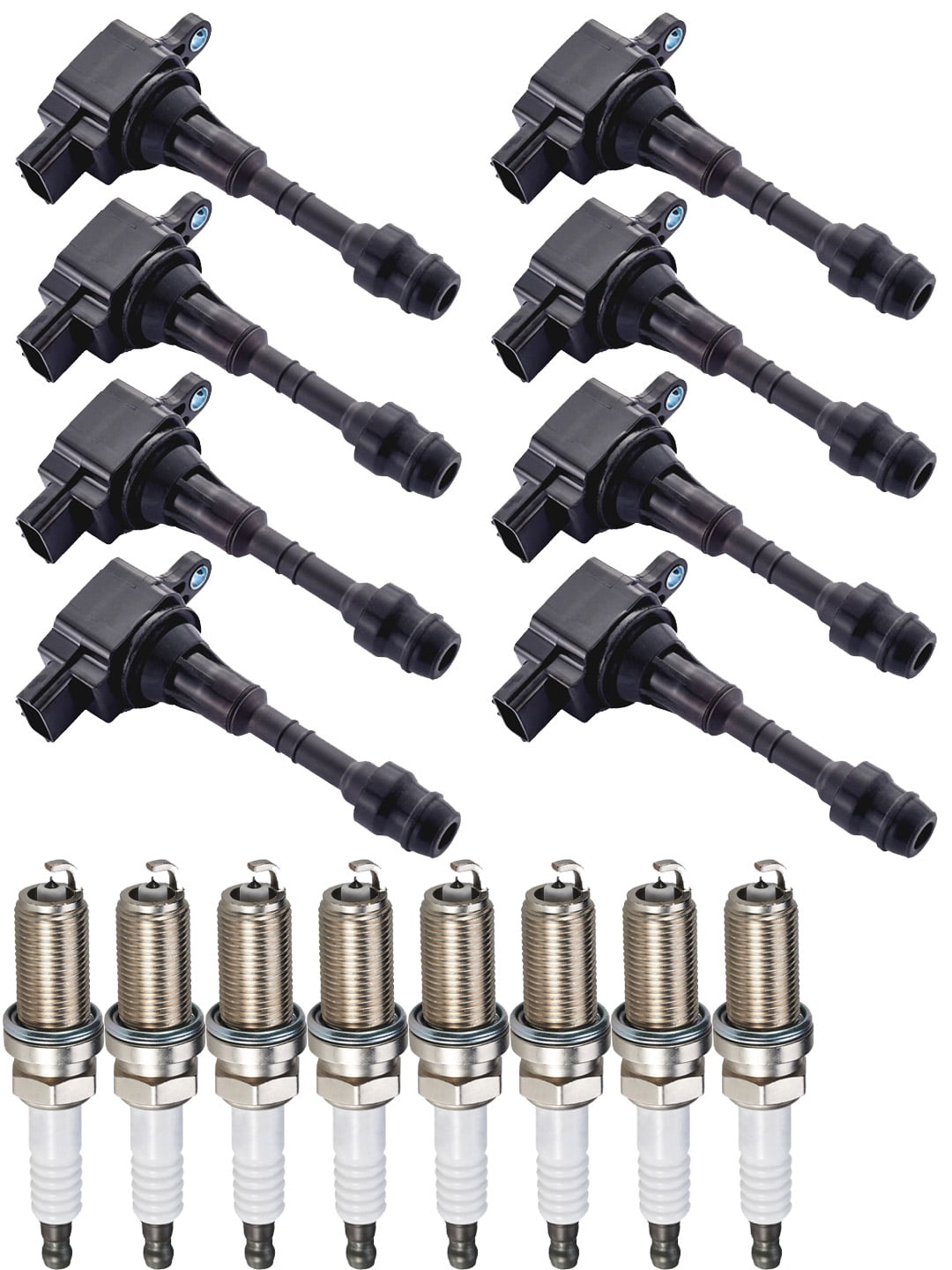 Set of 8 ISA Ignition Coils and 8 ISA Spark Plugs Compatible with 2003-2010 Infiniti M45 4.5L V8 4500cc -ci  Replacement for UF650 UF568