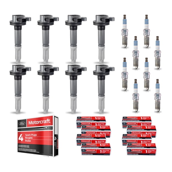 Set of 8 ISA Ignition Coils and 8 Motorcraft Spark Plugs V8 5.0 For Ford F-150 Mustang 5.0L 2011 2012 2013 2014 2015 2016 Replacement for C1802 UF622 DG542 SP548 CYFS-12-F1 91276