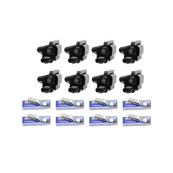 Set of 8 ISA Ignition Coils and 8 Spark Plugs Compatible with 2004-2007 Chevrolet Silverado 1500 5.3L V8 Replacement for UF271