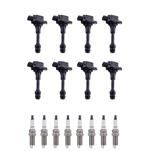 Set of 8 ISA Ignition Coils and 8 Spark Plugs Compatible with 2004-2007 Nissan Titan 5.6L V8 5552cc -ci Replacement for UF510