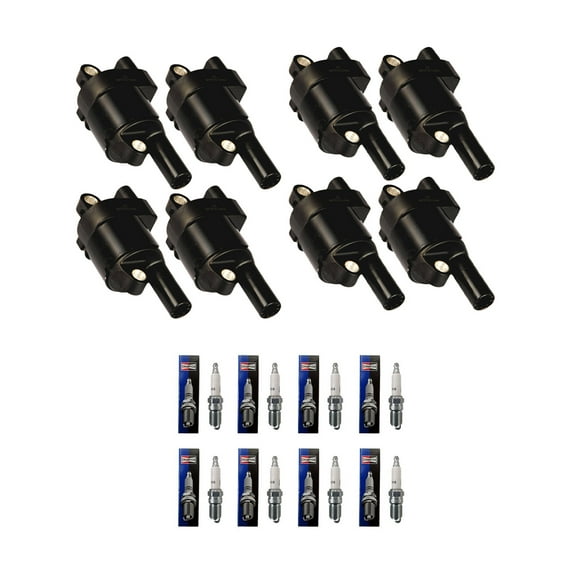 Set of 8 ISA Ignition Coils and Champion Spark Plugs Compatible with 2016-2017 GMC Savana 2500 4.8L Replacement for UF414