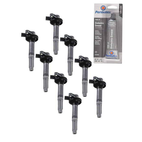 Set of 8 Ignition Coils and Permatex 22058 Dielectric Tune-Up For 2015 Ford F-150 5.0L V8 Replacement for UF622 DG542