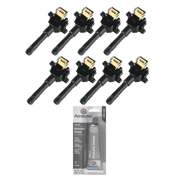 Set of 8 Ignition Coils and Permatex 22058 Dielectric Tune-Up Grease Compatible with 1994-1995 BMW 850Ci 5.0L V12 4988cc -ci Replacement for UF226
