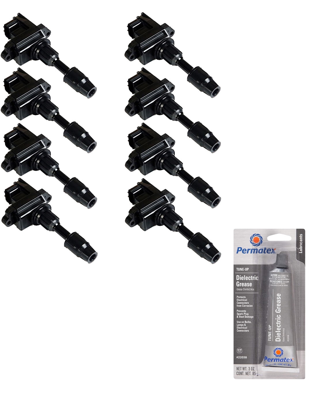 Set of 8 Ignition Coils and Permatex 22058 Dielectric TuneUp Grease