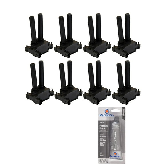Set of 8 Ignition Coils and Permatex 22058 Dielectric Tune-Up Grease Compatible with 2012 2013 2014 Dodge Charger 6.4L V8 Replacement for UF504