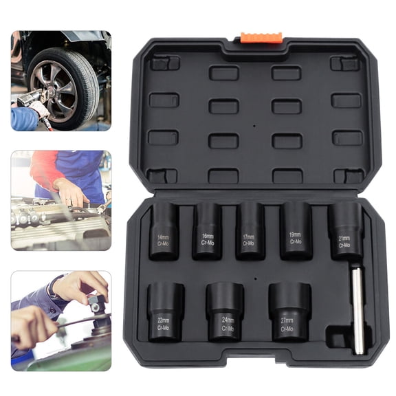 Set of 8 Impact Bolt Extractor Nut Remover Kit Stripped Extraction Socket Tools for Factories, Garages