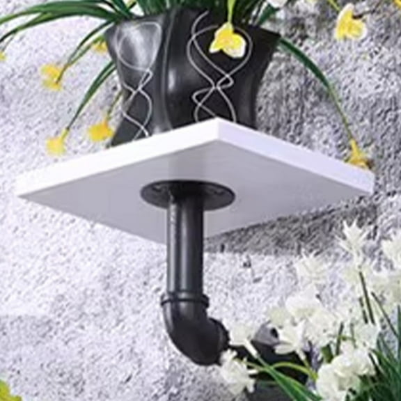 Set of 8 Industrial Floating Shelves, 7.9" x 5.9" Metal Pipe Brackets with Wooden Boards for Bedroom, Kitchen, and Bathroom Storage