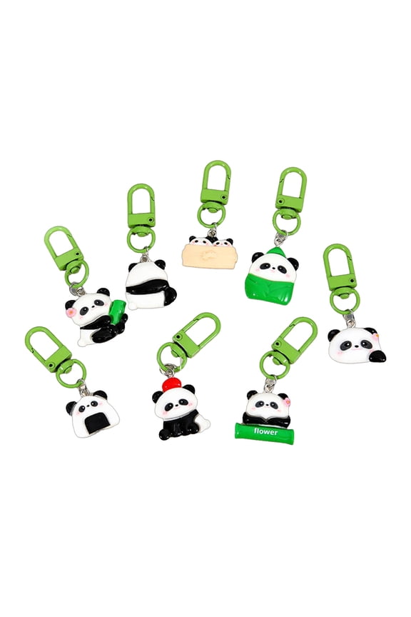 Set of 8 Lovely Panda Keychains Eye Catching Designs Fashion Accessory for Adults Student Couples Sturdy Build