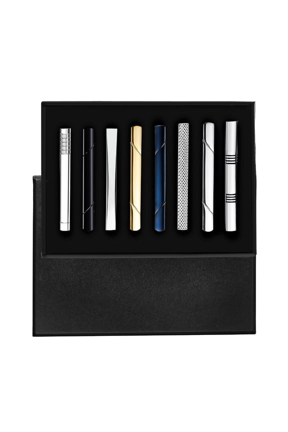Set of 8 Men Tie Clip Alloy Texture Secure Hold Fashion Accessory Tie Clasps Tie Accessories for Formal and Casual Wear