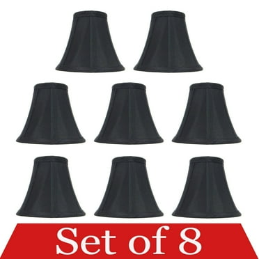 Set of 8 Mini Bell Candelabra Lamp Shade for Chandelier, 3x6x5in (Clip-On) Black