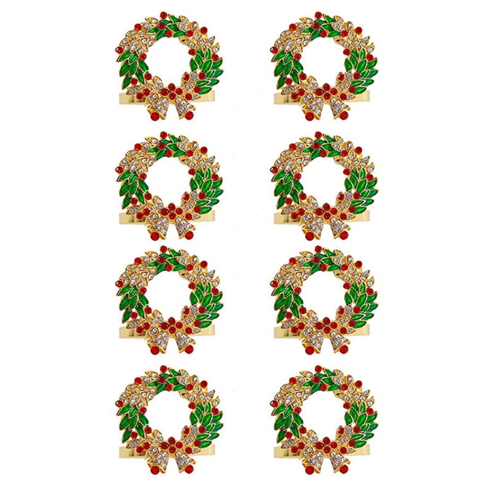 Set of 8 Napkin Ring Wreath Napkin Ring Holder for Xmas, Thanksgiving