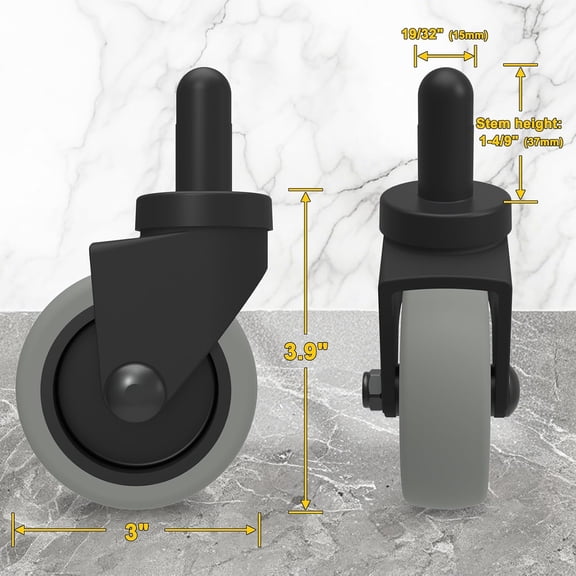 Set of 8 Non-Marking TPR Castors for Mop Buckets, Compatible with  Models 7570-L2, 7571, 7580-7583