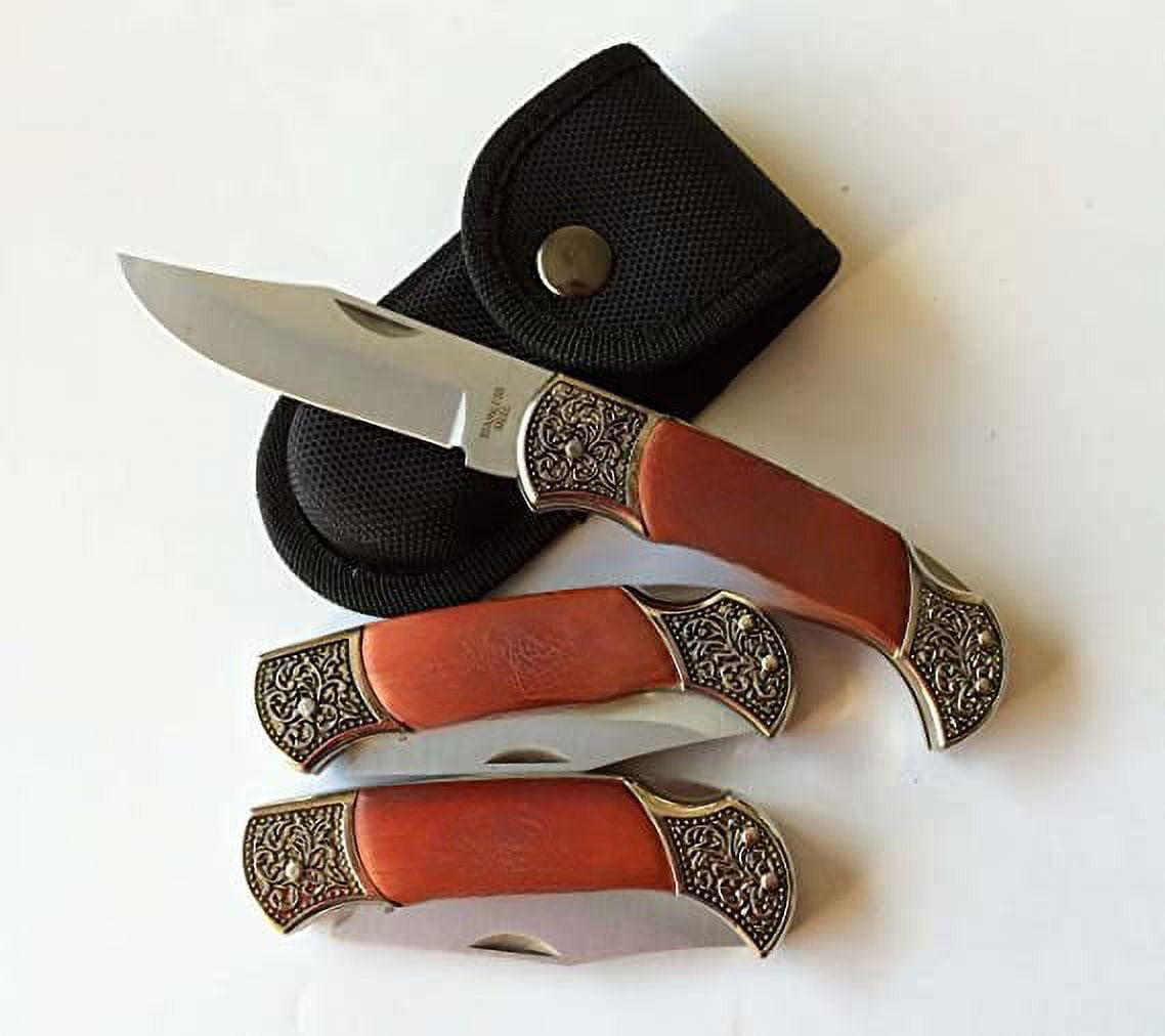 Set of 8 Pocket Hunting Knives Rosewood