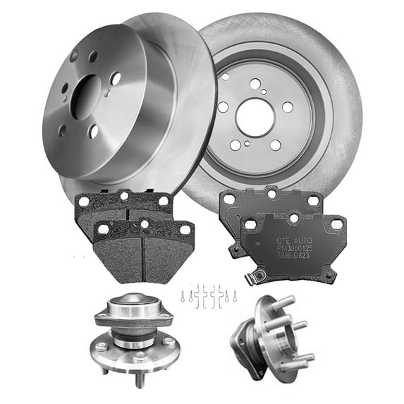 Set of 8 Rear 269mm Brake Disc Rotors-Rear 7696-D823 Ceramic Brake Pad Kit-Wheel Hub Bearing Assembly For 2003-2008 Toyota Matrix 4-Wheel ABS