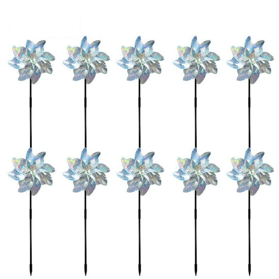 Set of 8 Reflective Garden Pinwheels for Bird Deterrent, Outdoor Decoration, Wind Spinners for Yard and Patio