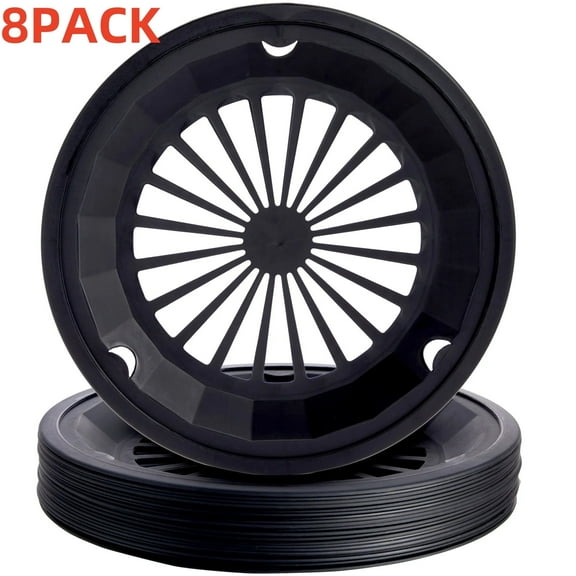 Set of 8 Reusable Plastic Paper Plate Holders,Snap-In Grooves for 9-Inch Plates,Picnic,Party,BBQ (Black,10 In)