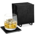 thumbnail image 1 of Set of 8 Square Black Slate Coasters with Holder for Coffee Table (4x4 In), 1 of 10