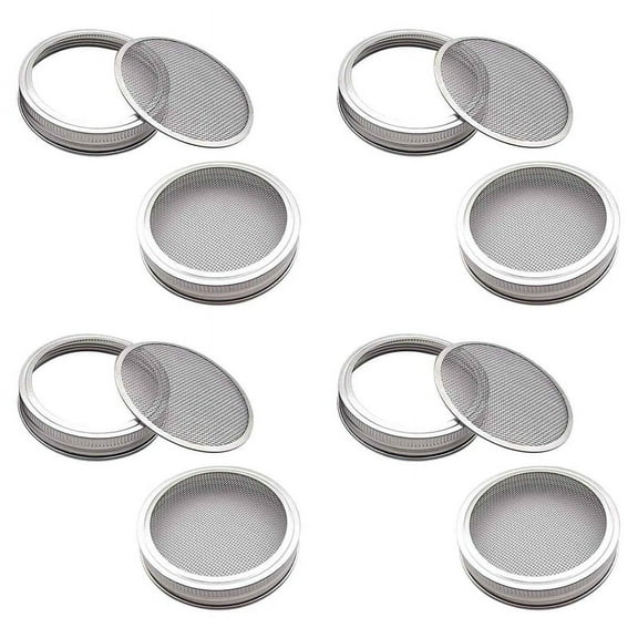 Set of 8 Stainless Steel Sprouting Jar Lid Kit for Superb Ventilation Fit for Wide Mouth Jars Canning Jars