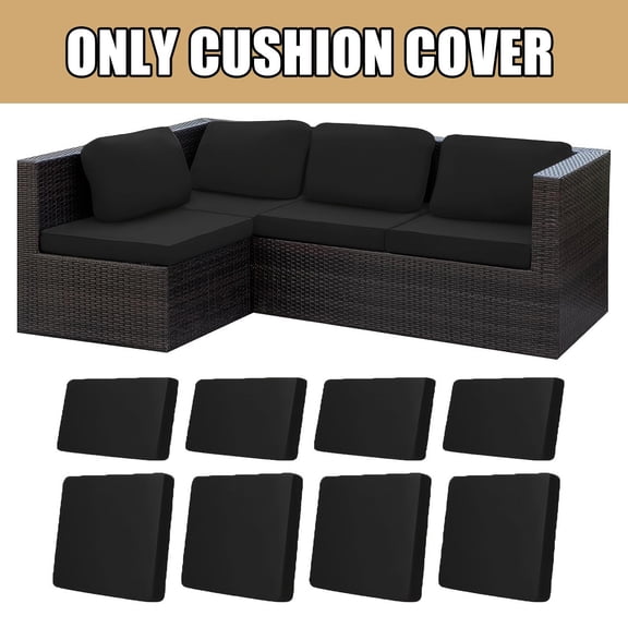 Set of 8 Stretch Patio Cushion Covers, Washable Universal Fit for Outdoor Sofa & Chair Seats, Easy Install Furniture Protection(Covers Only)