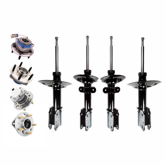 Set of 8 Suspension Strut Assembly-Wheel Hub Bearing Assembly For 1998-2001 Oldsmobile Intrigue