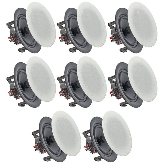 Set of (8) Vaiyer 6.5 Inch 8 Ohm 200 Watts Frameless Speakers Flush Mount in-Wall in-Ceiling 2-Way Mid Bass Woofer