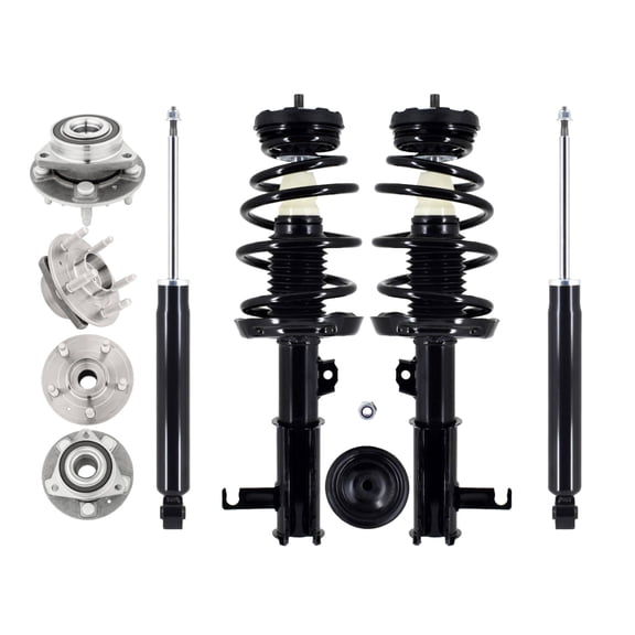 Set of 8 Wheel Hub Bearing Assembly-Quick Complete Strut-Coil Spring-Shock For 2013-2014 Cadillac XTS