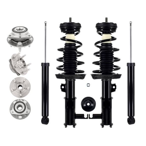 Set of 8 Wheel Hub-Quick Complete Strut-Coil Spring-Shock For 2011 Buick Regal Exc. Active Suspension