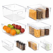Set of 8 pantry organizers and storage, Clear Plastic Storage Bins for Kitchen Organization, Freezer Storage, Home Edit Containers
