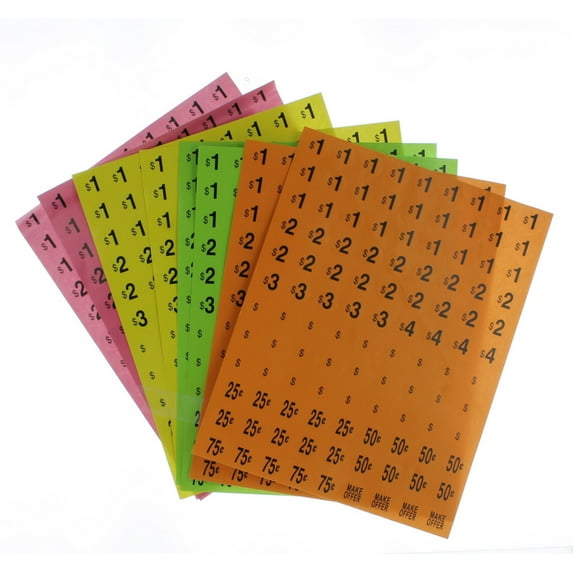 Set of 864 Assorted Color Price Stickers Garage Yard Sale Business Supply (4pks)