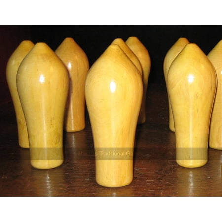 Set of 9 Boxwood skittle pins - Northamptonshire style (varnished)