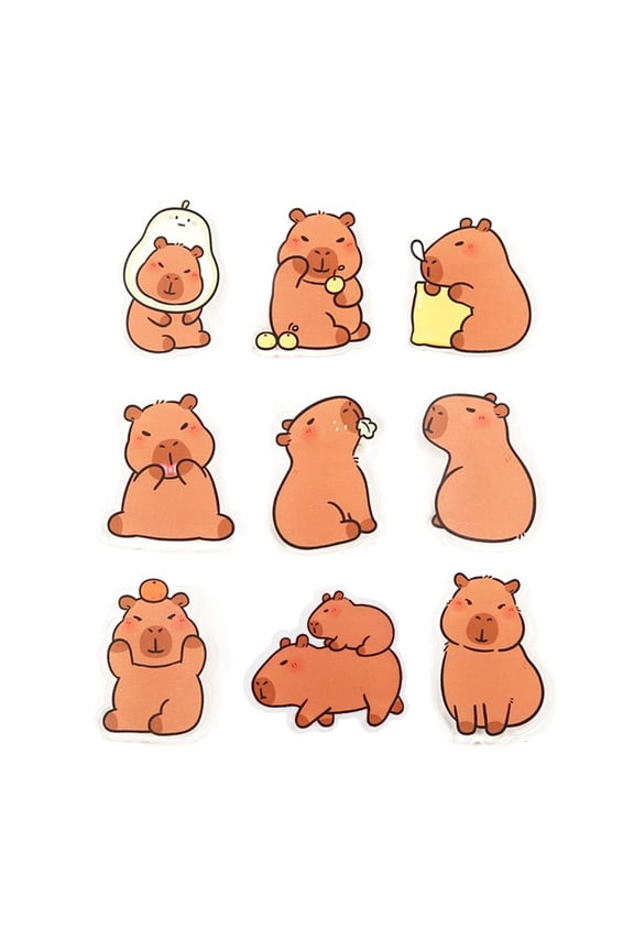 Set of 9 Capybaras Acrylic Pins Cartoon Shaped Badge Bag Decoration Fashion Clothing Accessories for Students