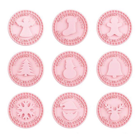 Set of 9 Cookie Cutters 3D Pressable Biscuit Cutters Xmas Series Cookies Cutters Embossed Cookie Mold Gifts for Children