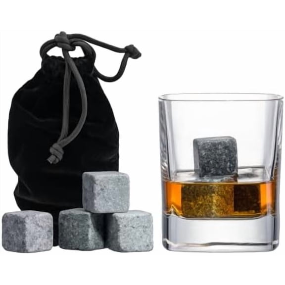 Set of 9 Grey Whiskey Stones - Soapstone Chilling Rocks in Gift Box with Pouch