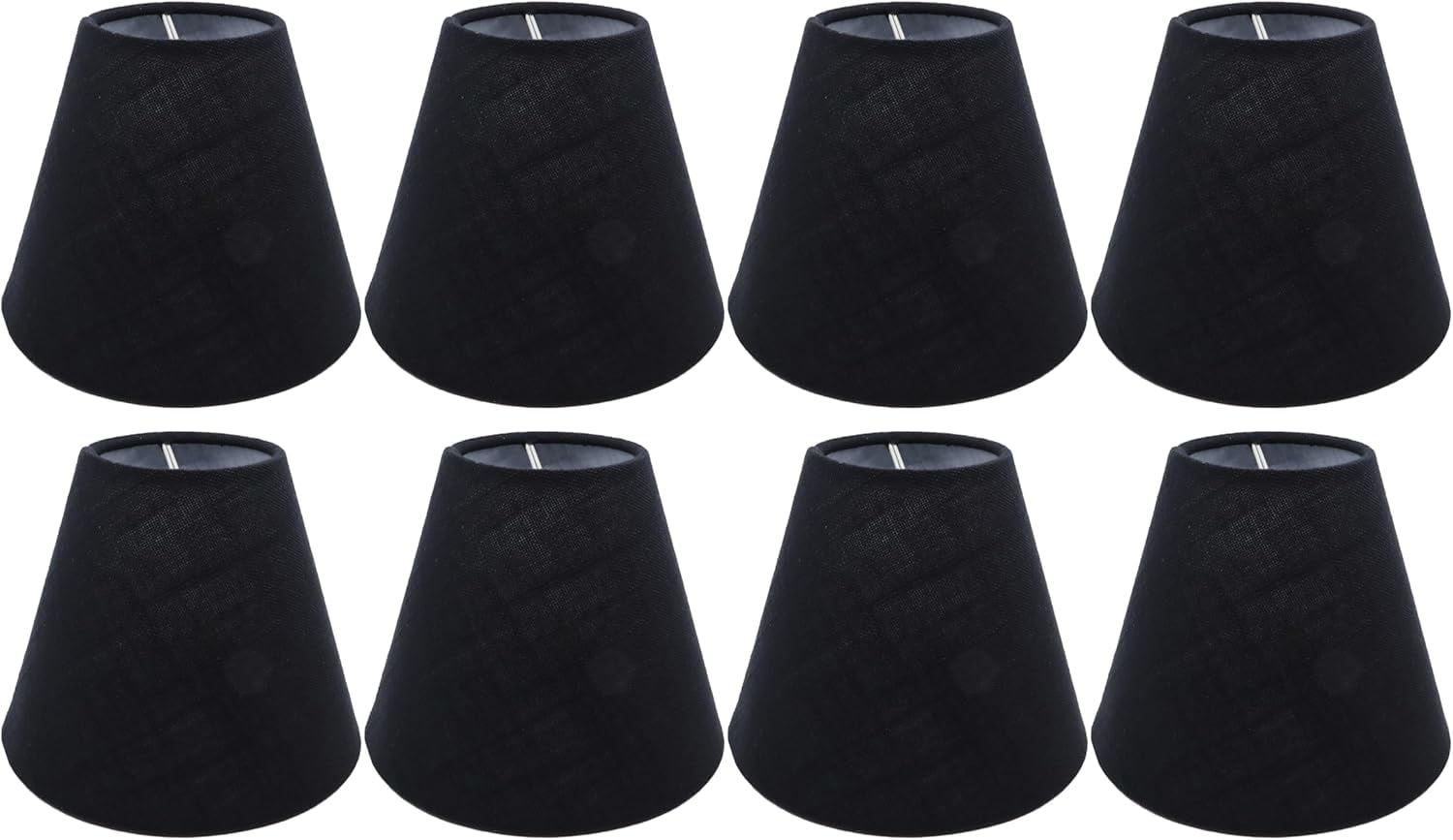 Chandelier Lamp Shades – Clip-On Mini Shades For Candelabra Bulbs, 6 Pack Black Linen, 5.1x5.1x5.3