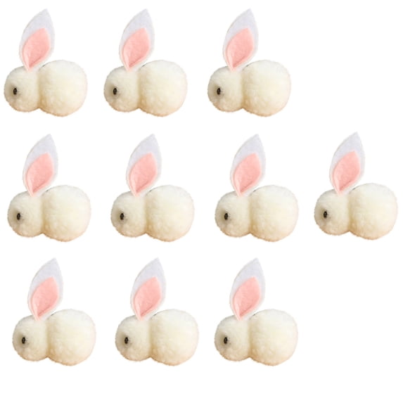 Set of 9 Plush Bunny Rabbit Pom Pom Decorations with Felt Ears for Crafting DIY Projects Party Favors Home Decor Ornaments