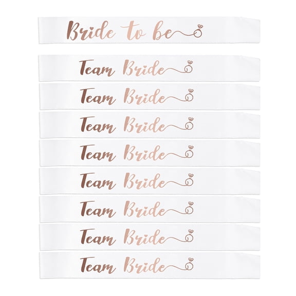 Set of 9 Shimmering Bridesmaid Sash Satined Ribbon Strap for Bachelorette Event and Bridal Team Dressingup Accessories