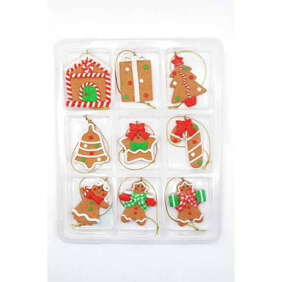 Set of 9 Small Christmas Ornaments. Wizardi Festive Decoration F07-N2-3-W2597B