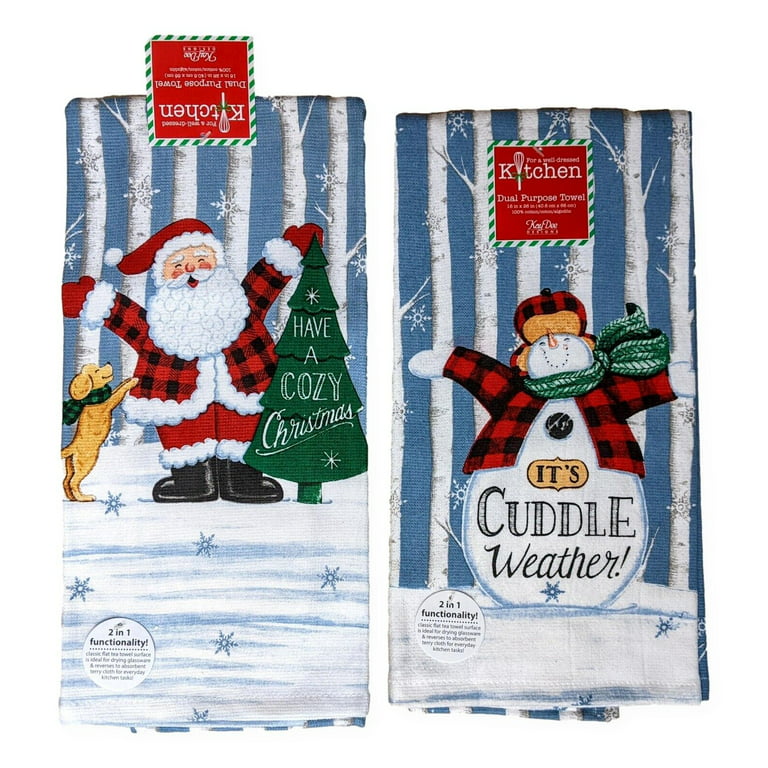 Set of 2 HOT COCOA & GINGERBREAD Christmas Terry Kitchen Towels, Kay Dee  Designs